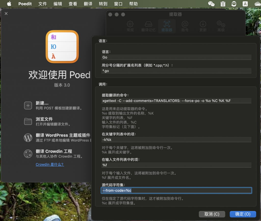 PoEdit 提取器设置